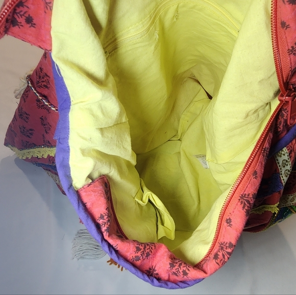 Colourful Amiani Boho Embroidered Fabric Slouchy Satchel - Picture 13 of 16
